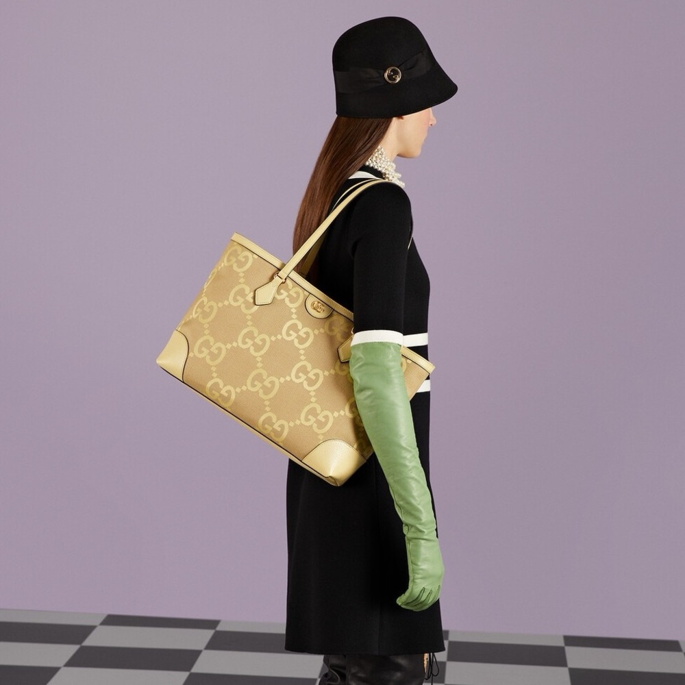 GUCCI Ophidia Jumbo GG Medium Beige Banana Canvas Tote Made in ITALY BNIB